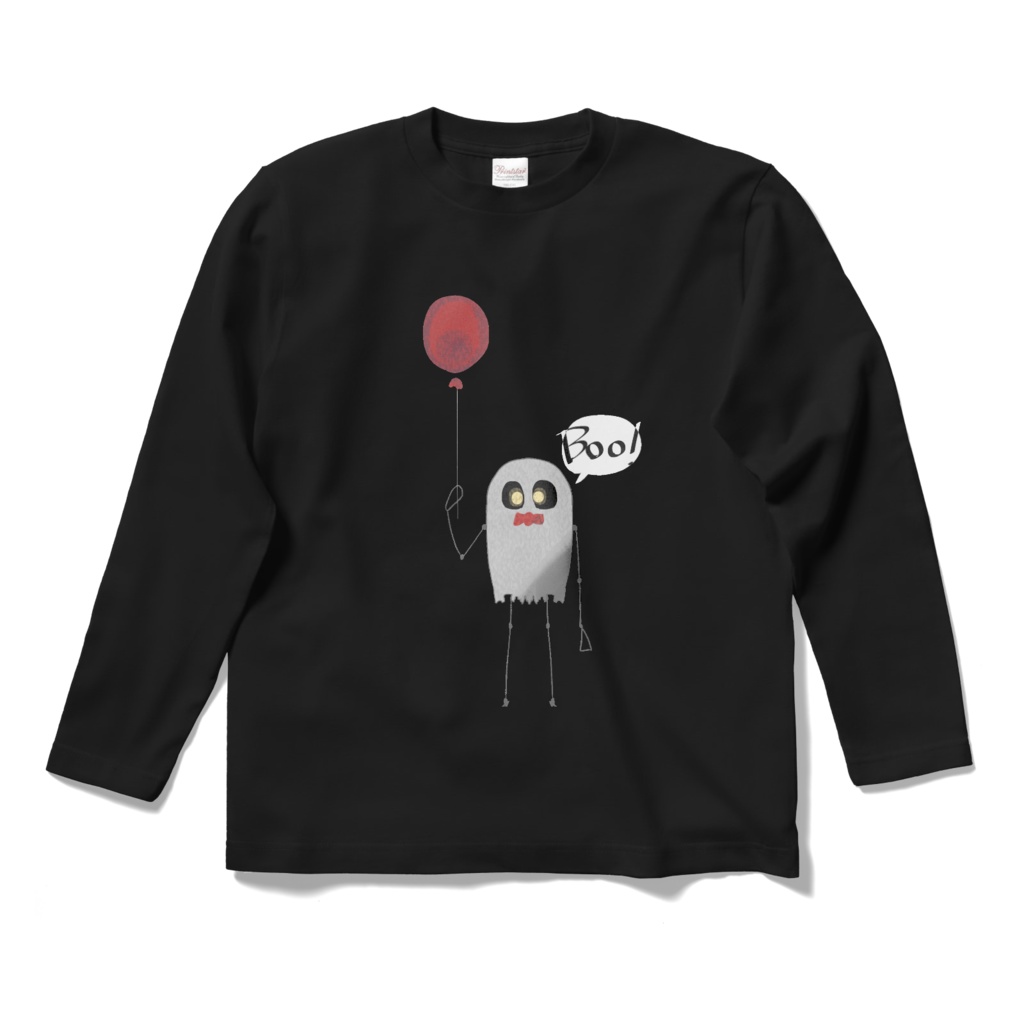 風船持ったつんつるてんおばけロングスリーブTシャツ