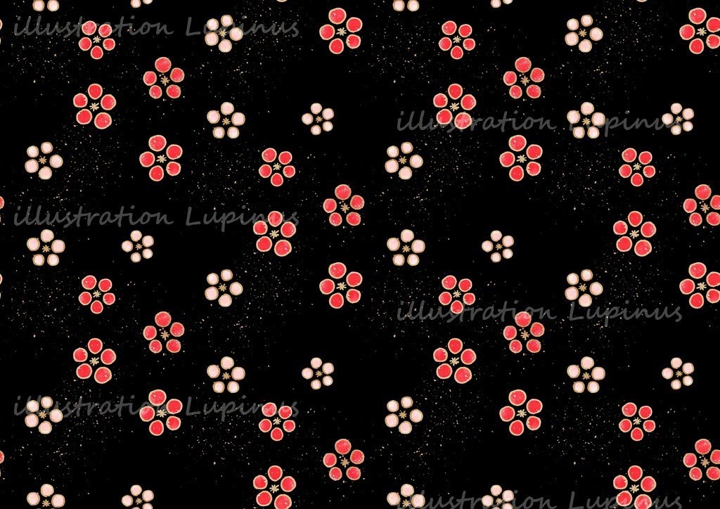 【フリー素材】シンプル和風花柄シームレス素材 6柄セット