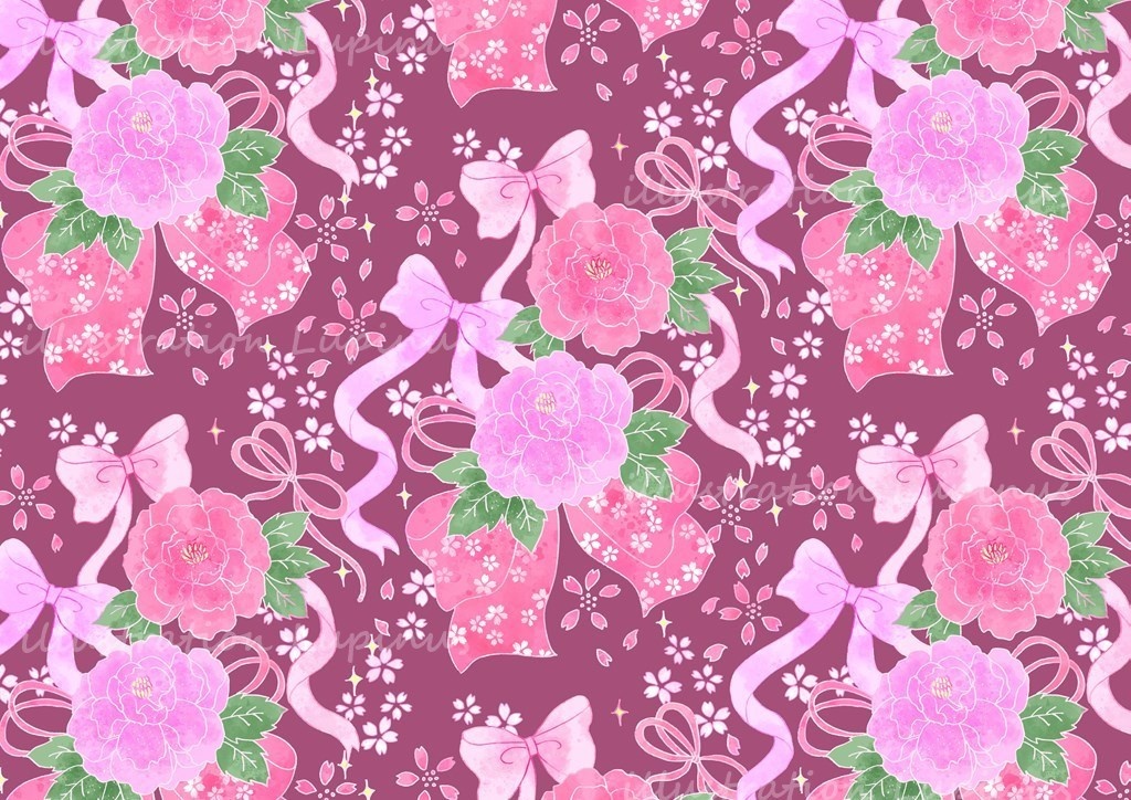 可愛い和柄シームレス素材 リボン&蝶 2種8枚セット