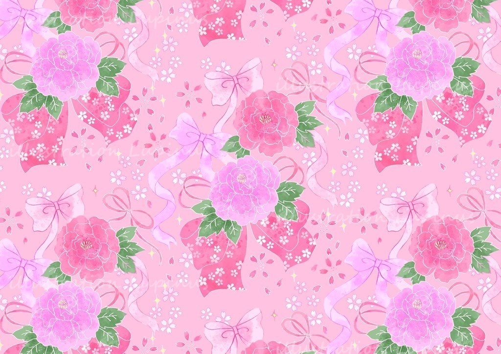 可愛い和柄シームレス素材 リボン&蝶 2種8枚セット