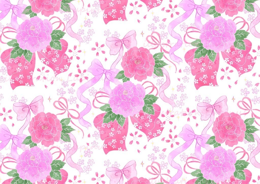 可愛い和柄シームレス素材 リボン&蝶 2種8枚セット