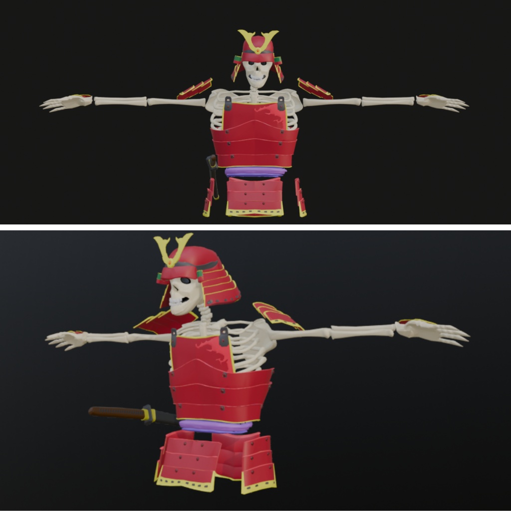 【VRChat対応】シンプルスカルシリーズ~さむらい~【3Dアバター】