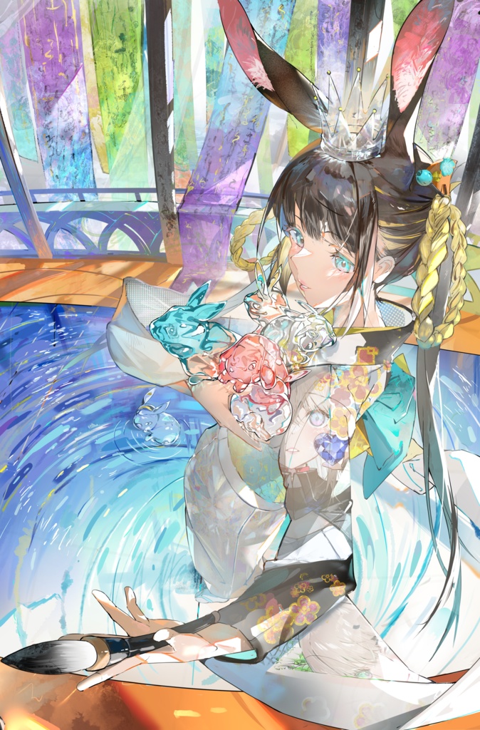 よはく オリジナルイラスト『兎』F4キャンバス