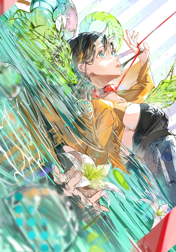 よはく オリジナルイラスト『竜』F4キャンバス