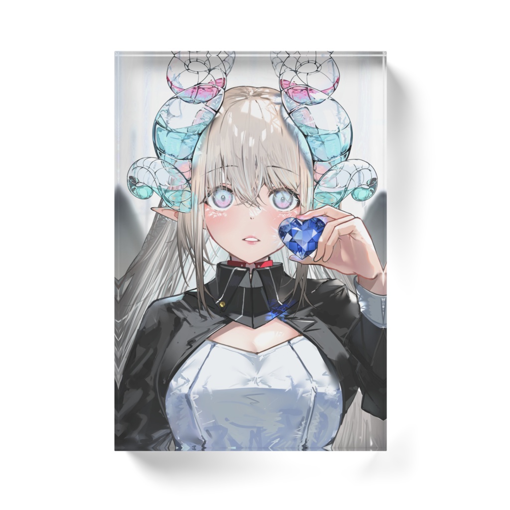 よはく オリジナルイラスト『サファイア』極厚アクリルブロック
