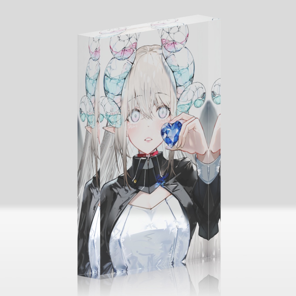 よはく オリジナルイラスト『サファイア』極厚アクリルブロック