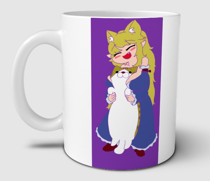 【猫のけものじん＋猫】ポーラちゃんマグカップ【イラスト版、3Dアバター版二種】