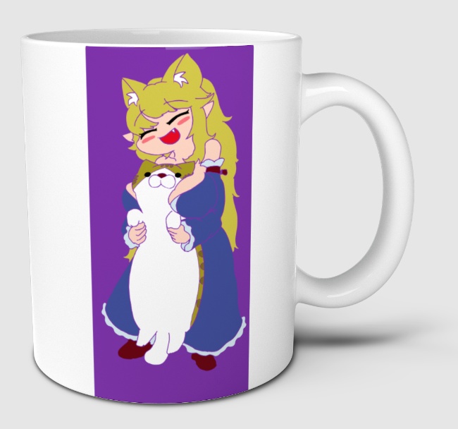 【猫のけものじん+猫】ポーラちゃんマグカップ【イラスト版、3Dアバター版二種】