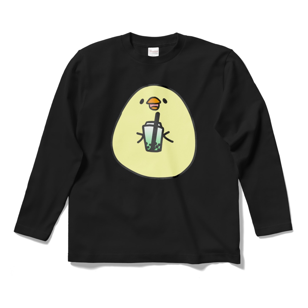 ゆるいひよこさんのロングスリーブTシャツ(長袖)【ブラック】【タピオカぴよ】