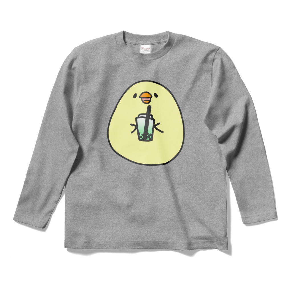 ゆるいひよこさんのロングスリーブTシャツ(長袖)【杢グレー】【タピオカぴよ】