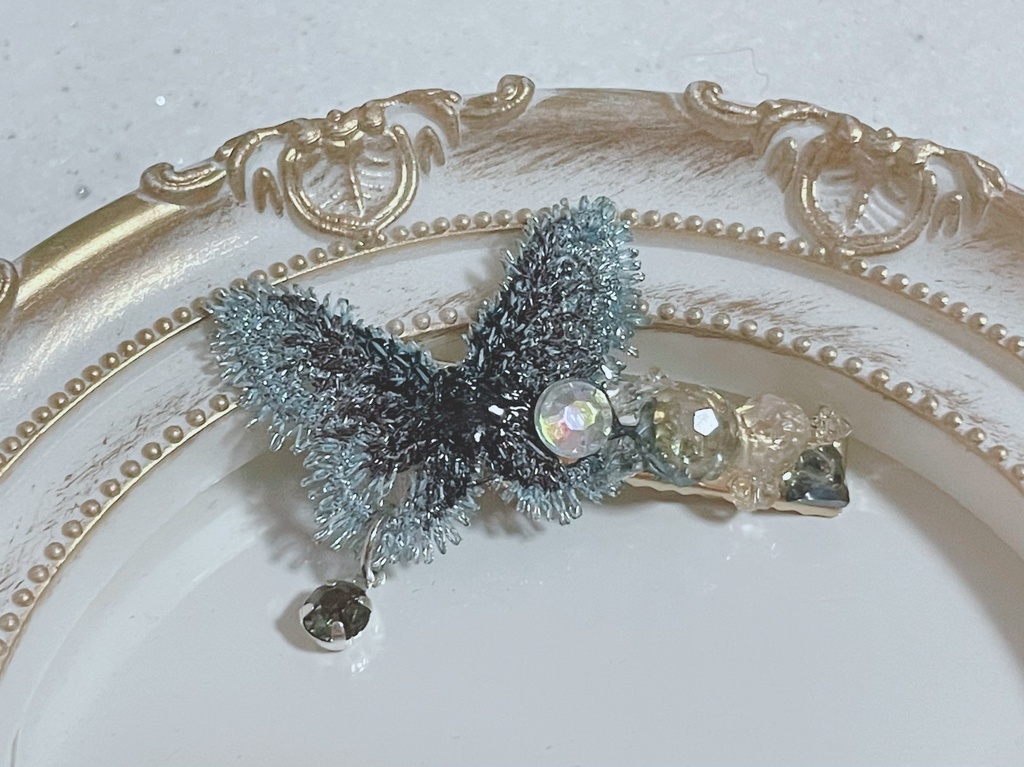 青羽蝶の髪飾（mini）