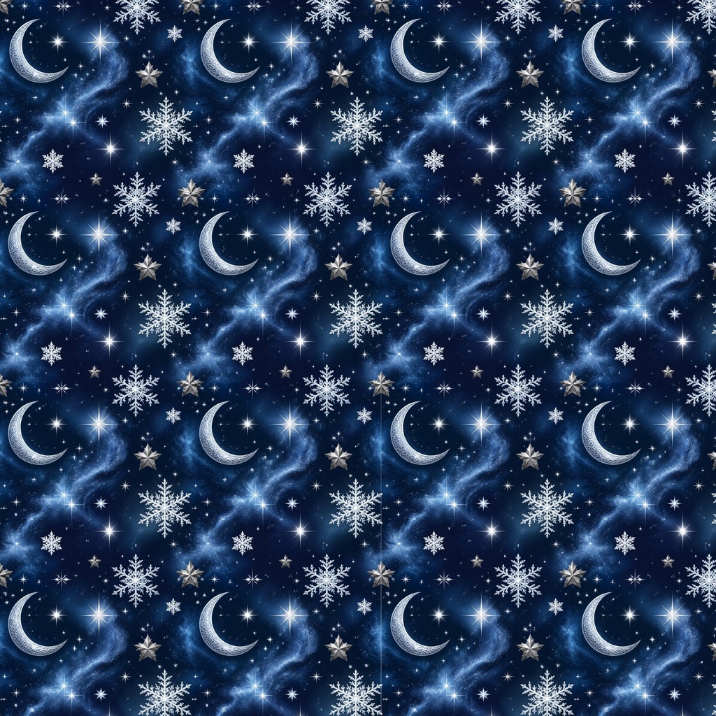 クリスマス青白雪柄デジタルペーパー6枚セット2000×2000px
