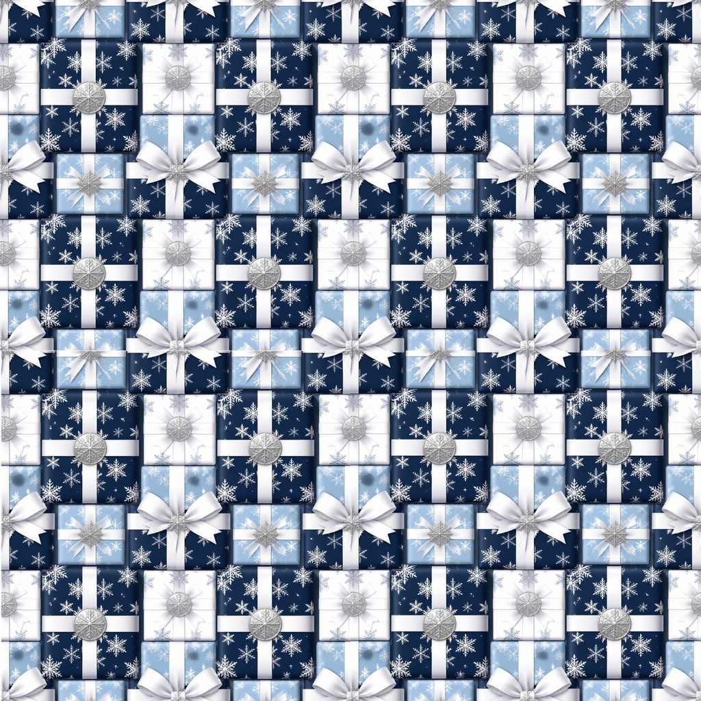 クリスマス青白雪柄デジタルペーパー6枚セット2000×2000px