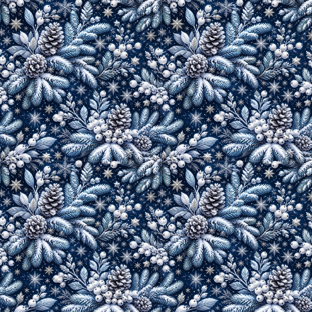 クリスマス青白雪柄デジタルペーパー6枚セット2000×2000px