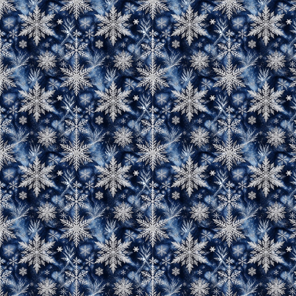 クリスマス青白雪柄デジタルペーパー6枚セット2000×2000px