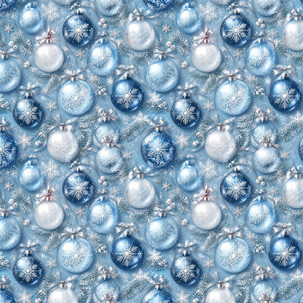 クリスマス青白雪柄デジタルペーパー6枚セット2000×2000px