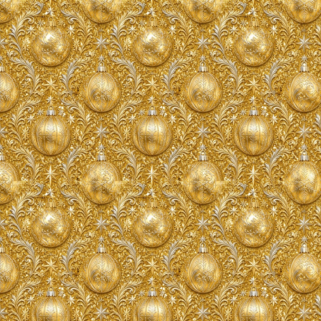 金銀クリスマス柄デジタルペーパー6枚セット 2000×2000px