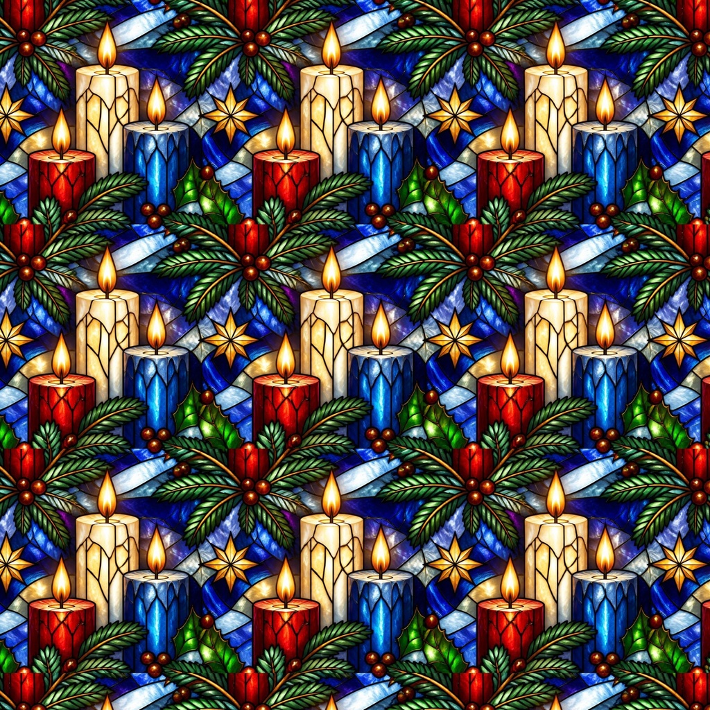 クリスマス ステンドグラス柄デジタルペーパー 6柄セット 2000px