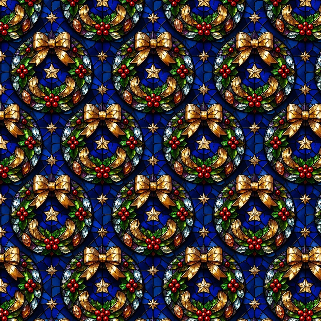 クリスマス ステンドグラス柄デジタルペーパー 6柄セット 2000px