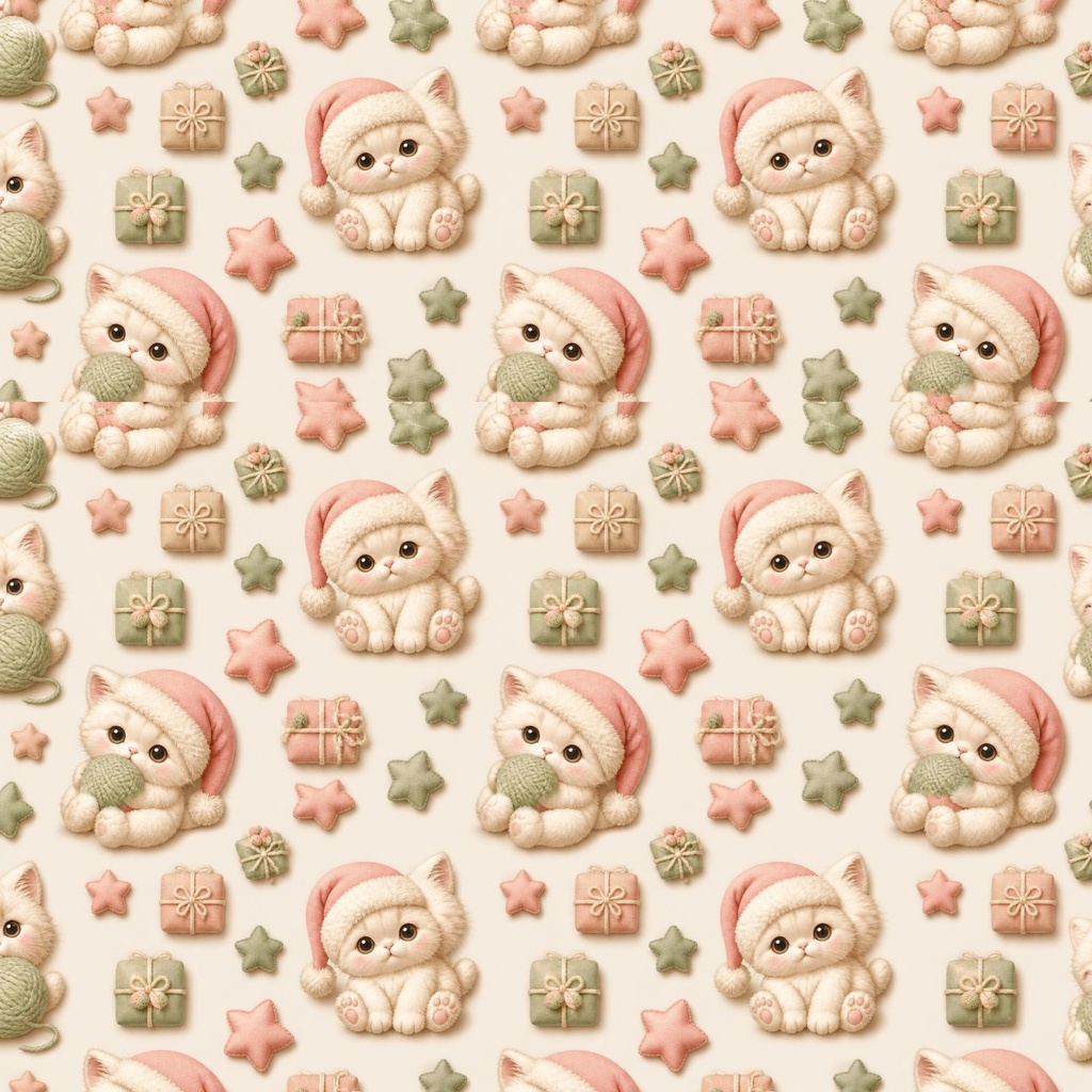 もふもふクリスマス淡色・立体風デジタルペーパー6柄セット 2000px