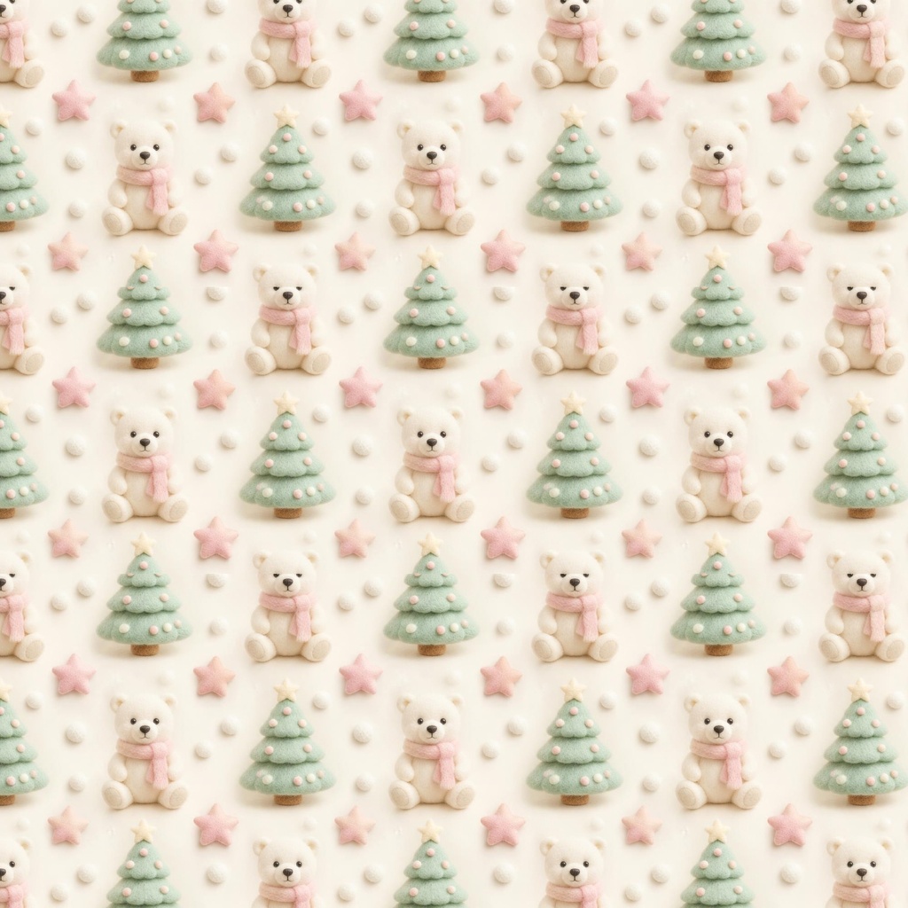 もふもふクリスマス淡色・立体風デジタルペーパー6柄セット 2000px
