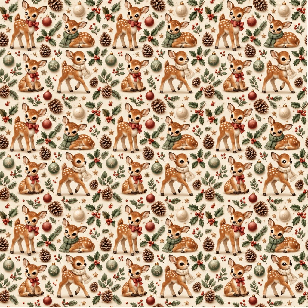 ふわふわクリスマスどうぶつ柄デジタルペーパー10柄セット 2000×2000px