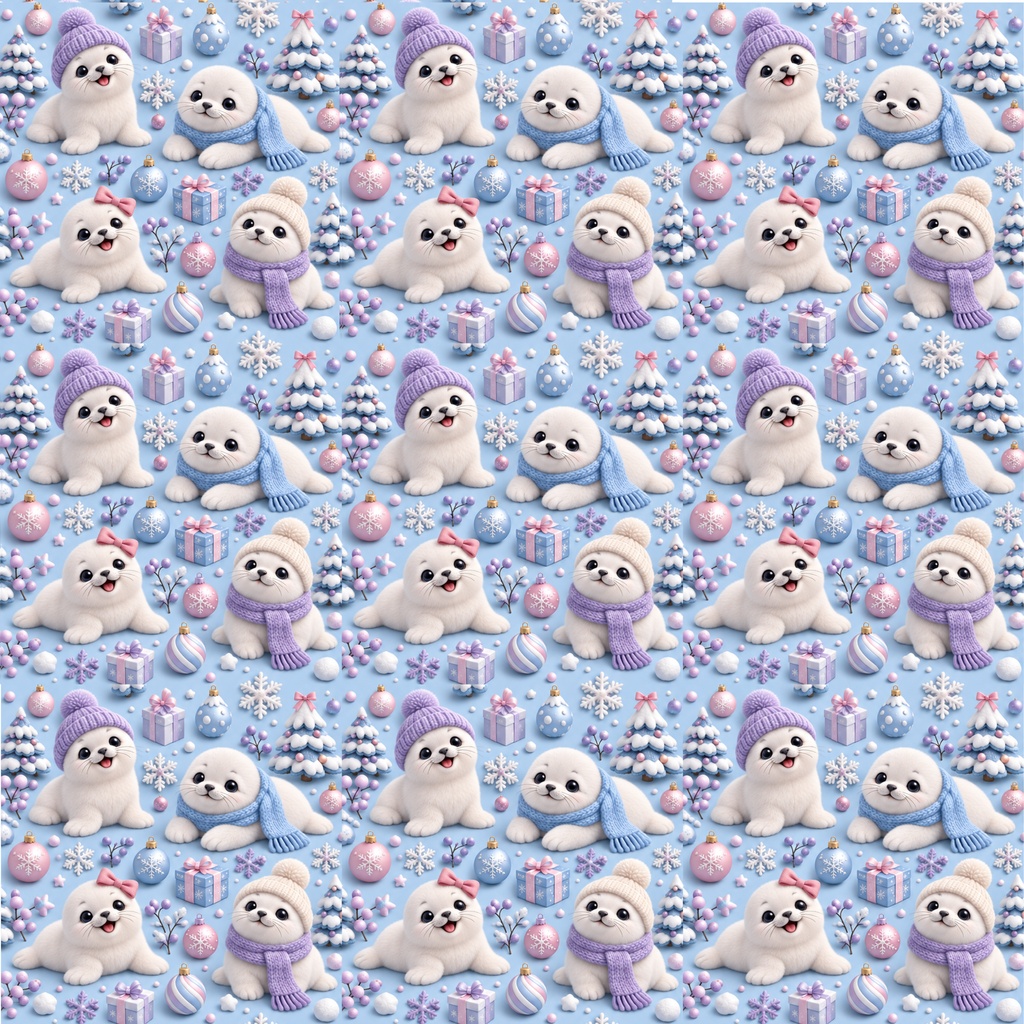 ふわふわクリスマスどうぶつ柄デジタルペーパー10柄セット 2000×2000px