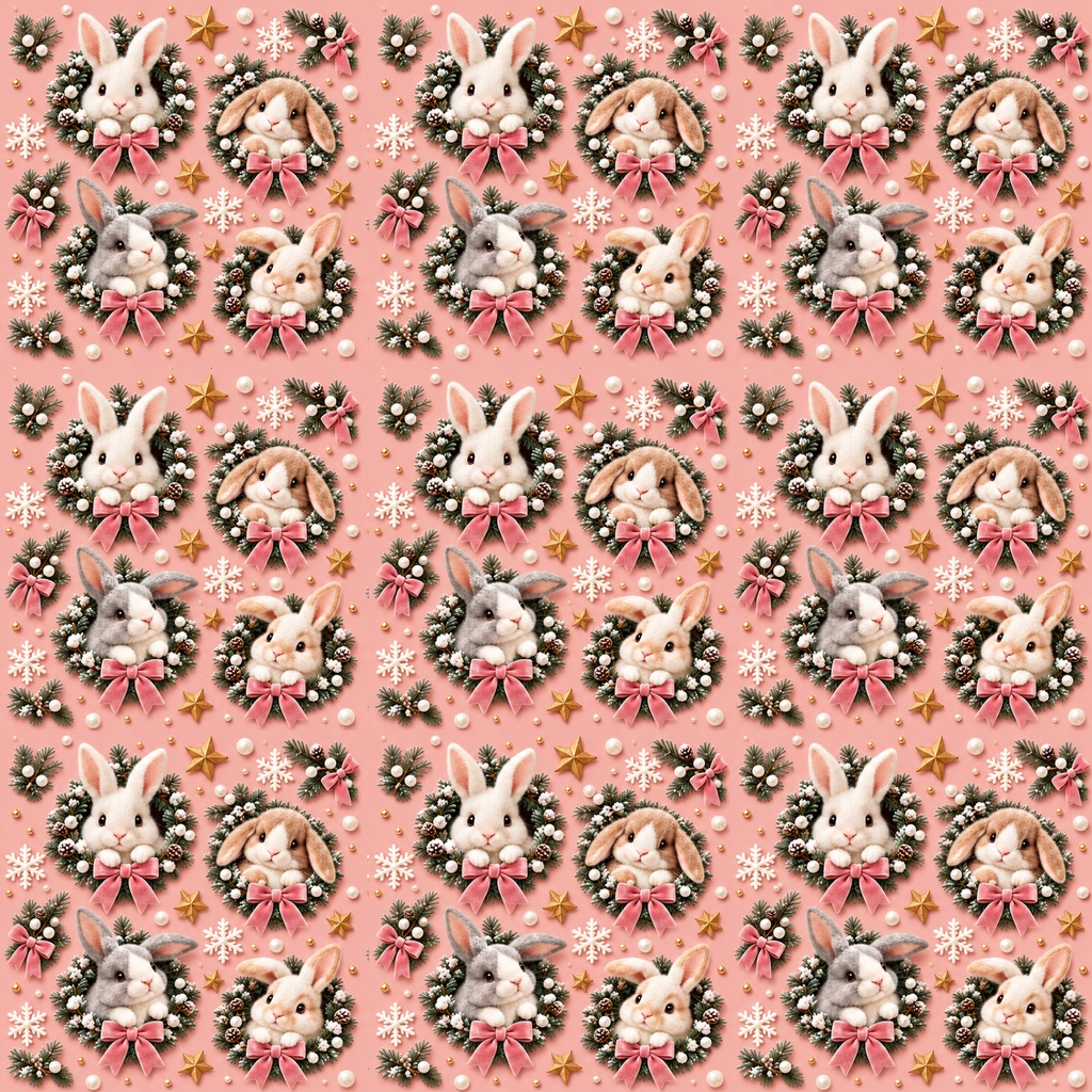 ふわふわクリスマスどうぶつ柄デジタルペーパー10柄セット 2000×2000px