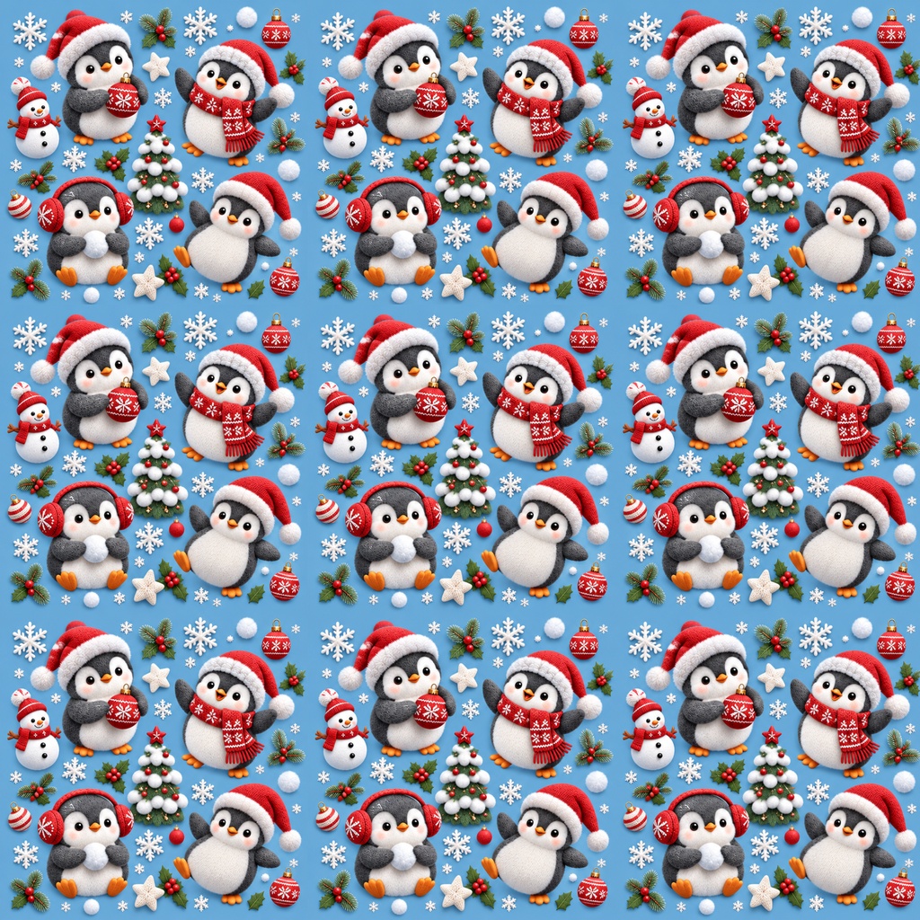 ふわふわクリスマスどうぶつ柄デジタルペーパー10柄セット 2000×2000px