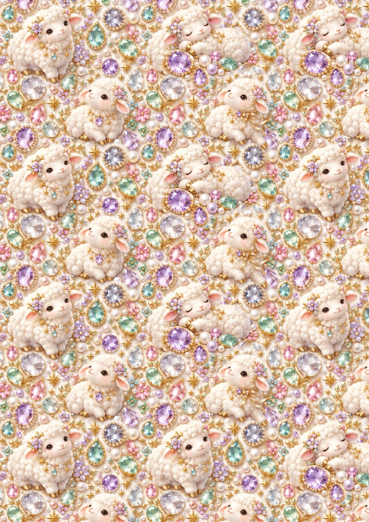 ひつじ新年の縁起柄デジタルペーパー6柄セット 2000px / A4サイズ