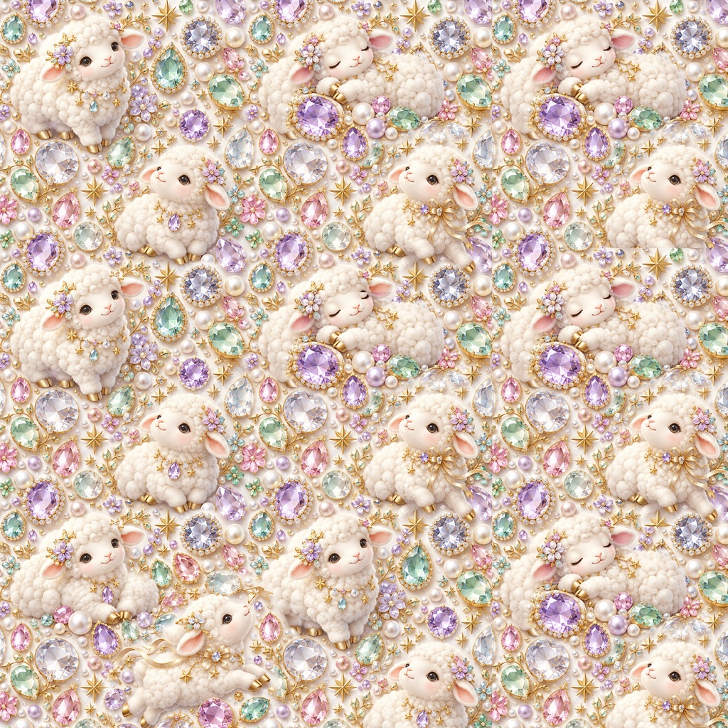 福を招くひつじ新年の縁起柄デジタルペーパー6柄セット 2000×2000px