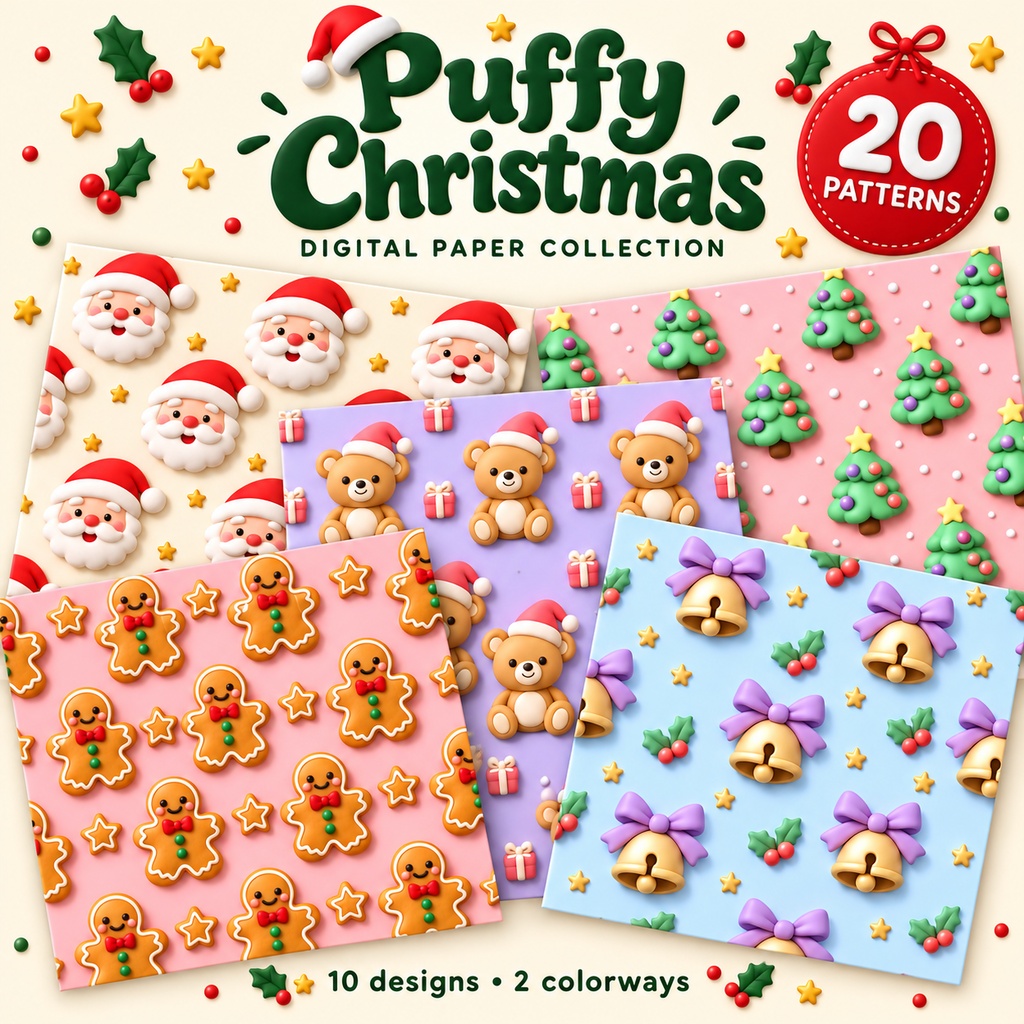 クリスマスかわいいデジタルペーパー20柄セット 2000px