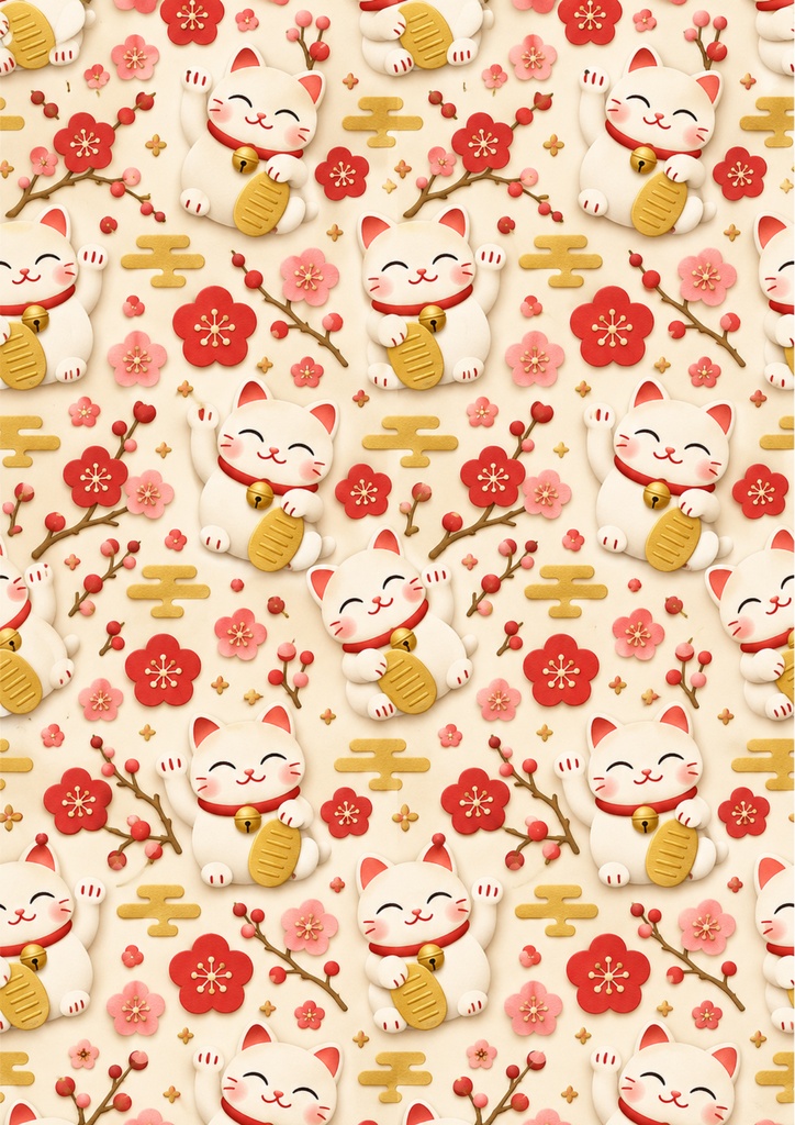 にこにこ福あつめ ― お正月の縁起もの6柄 2000px / A4サイズ