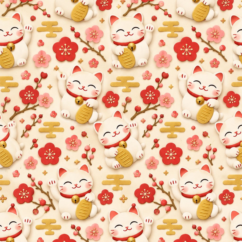 にこにこ福あつめ ― お正月の縁起もの6柄 2000px / A4サイズ