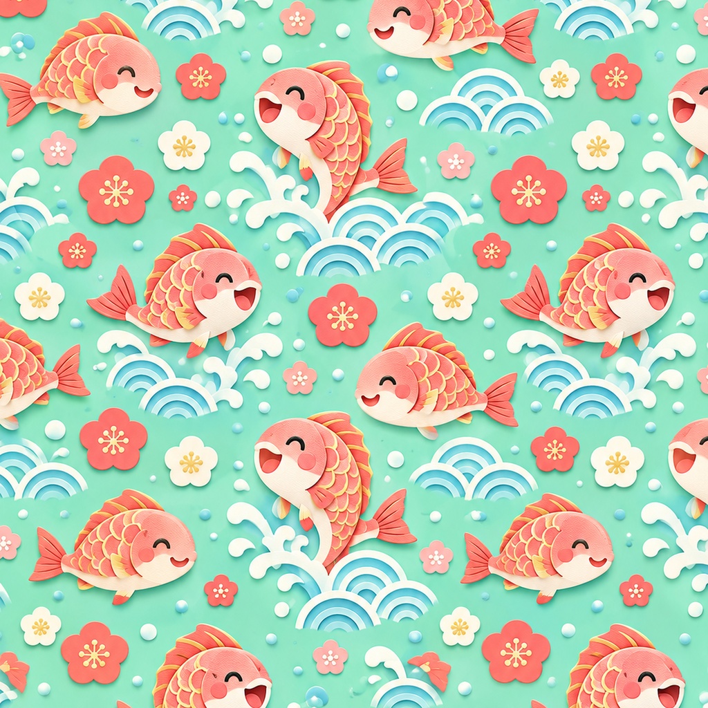 にこにこ福あつめ ― お正月の縁起もの6柄 2000px / A4サイズ