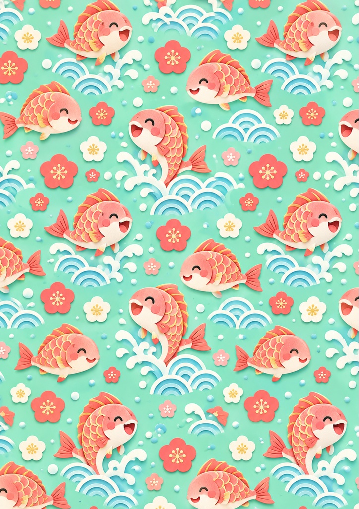 にこにこ福あつめ ― お正月の縁起もの6柄 2000px / A4サイズ