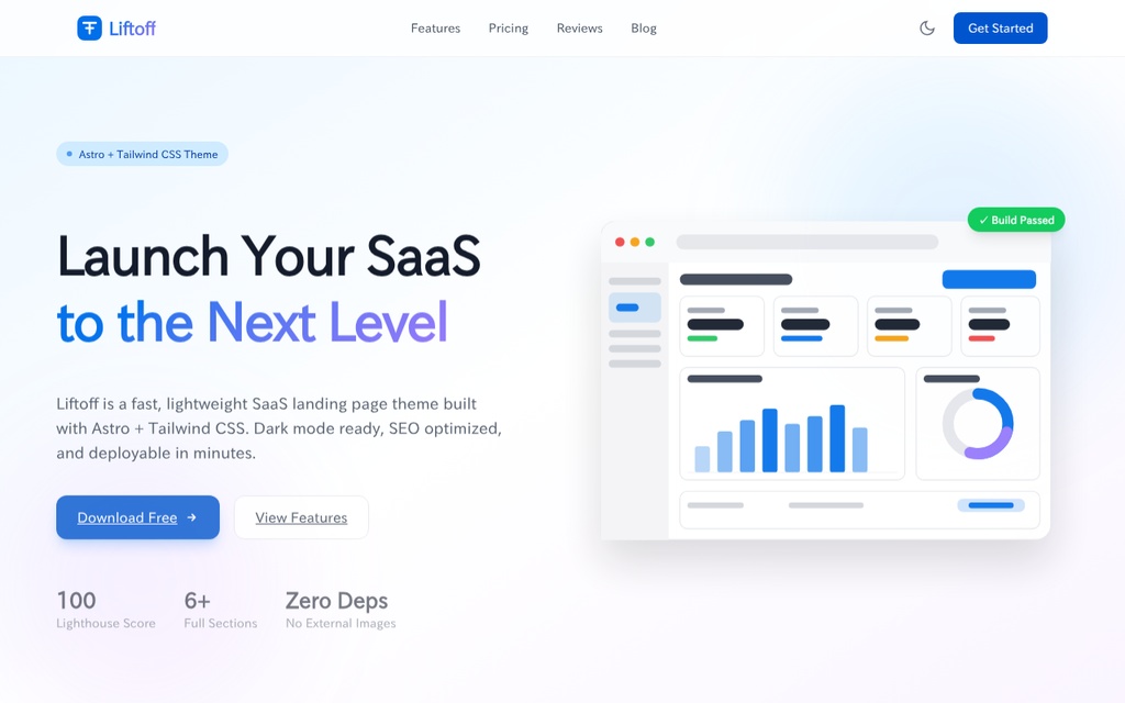 Liftoff - Astro製 SaaS LPテーマ（Tailwind CSS v4）