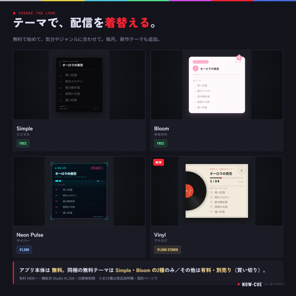【無料】セットリスト管理ツール / 歌枠・雑談枠 / NOW-CUE