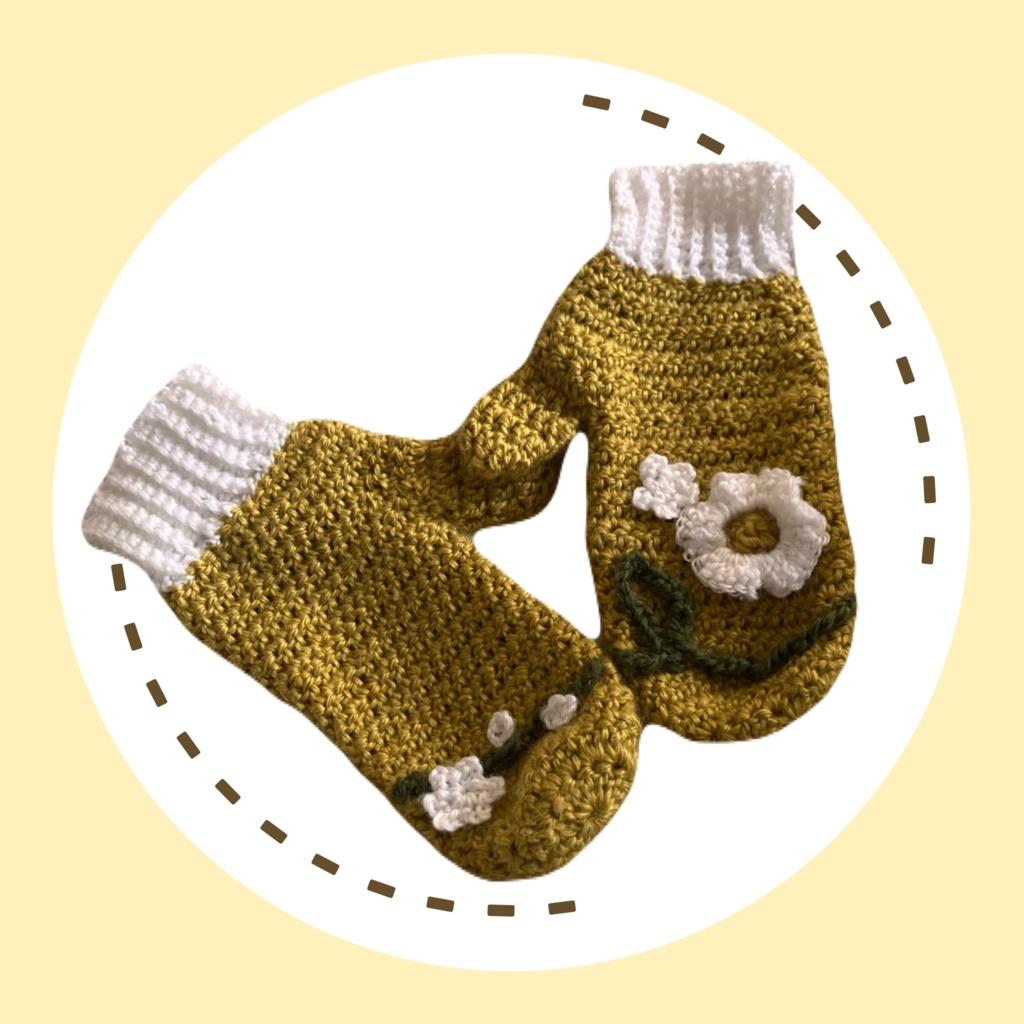 春を待つお花のミトン