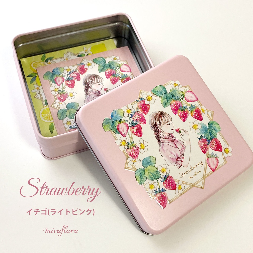 スクエア缶入メッセージカード「イチゴとレモン」