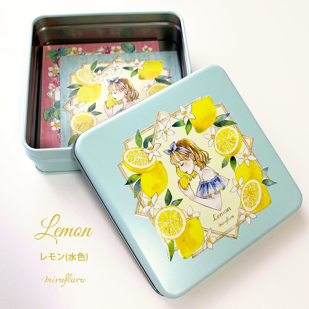 スクエア缶入メッセージカード「イチゴとレモン」
