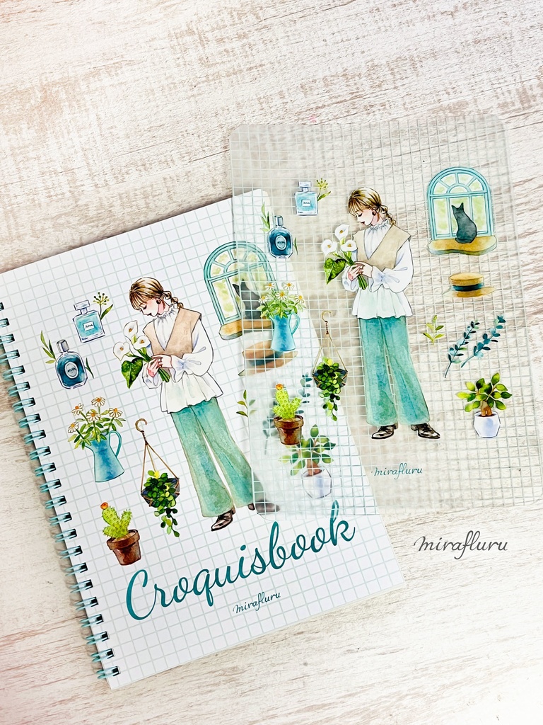 【予約販売】下敷きとクロッキー帳セット「ミントグリーン」