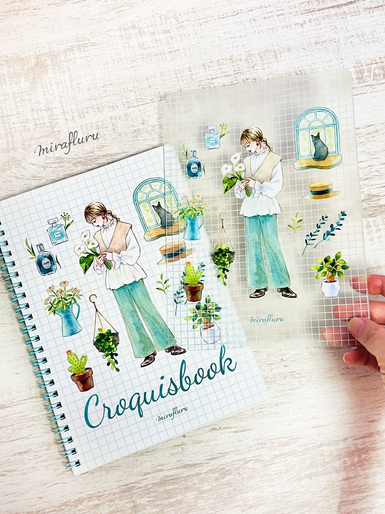 【予約販売】下敷きとクロッキー帳セット「ミントグリーン」