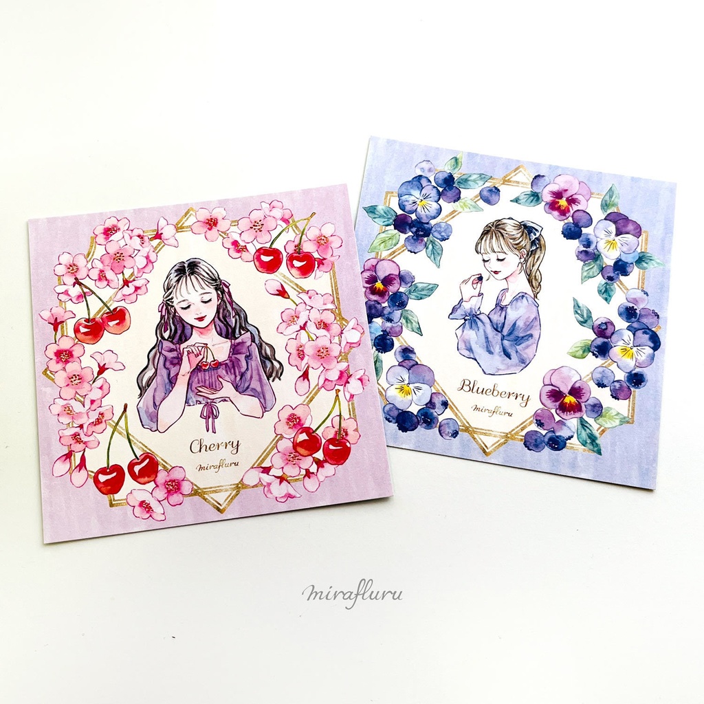 メッセージカード「サクランボとブルーベリー」