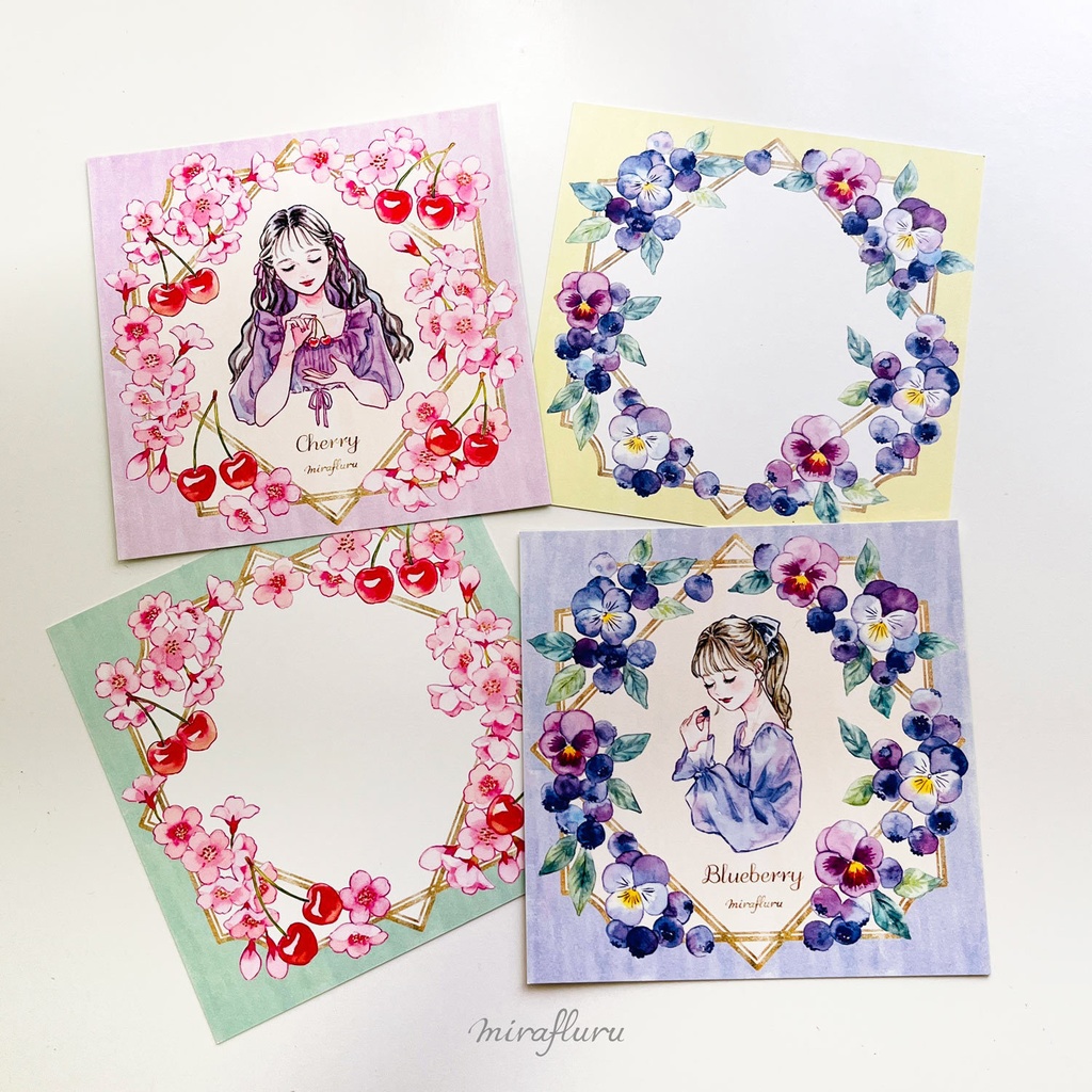 メッセージカード「サクランボとブルーベリー」