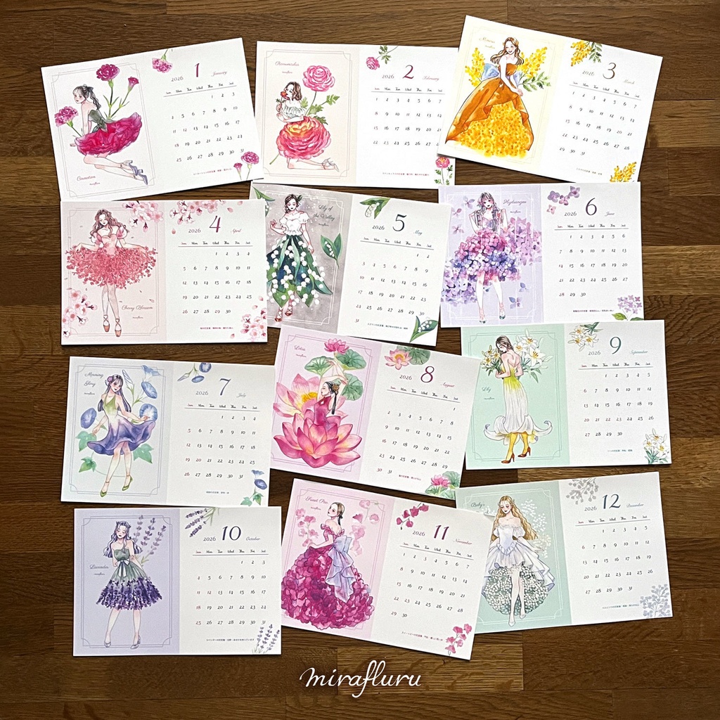 【SALE】2026年カレンダー『Flower dress』