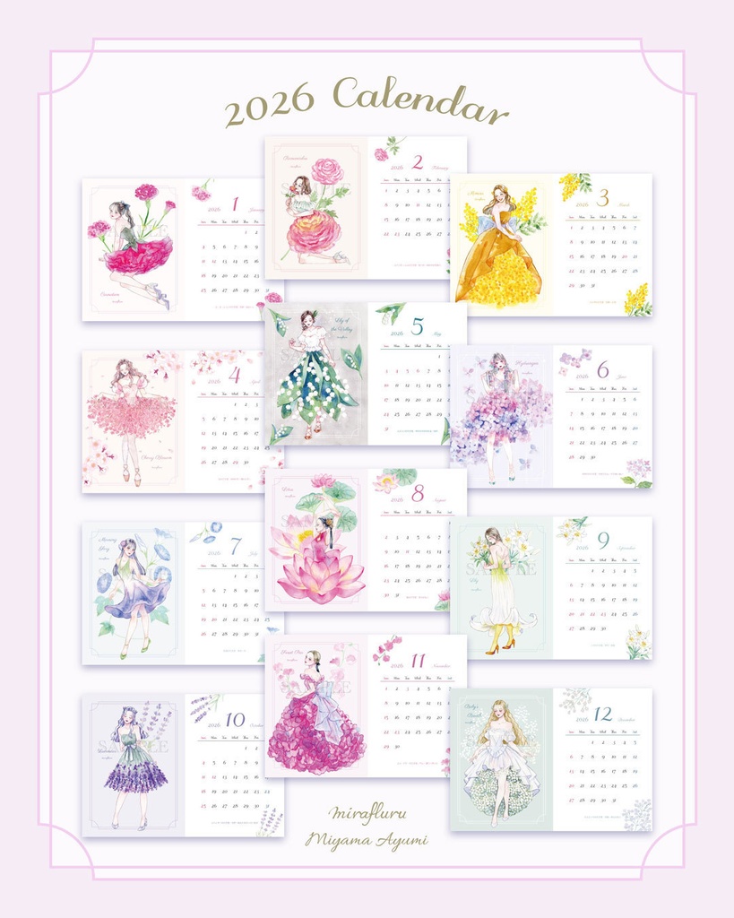 【SALE】2026年カレンダー『Flower dress』