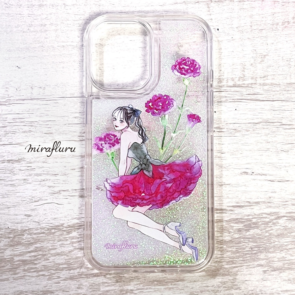 《受注生産》グリッターiPhoneケース『カーネーション』
