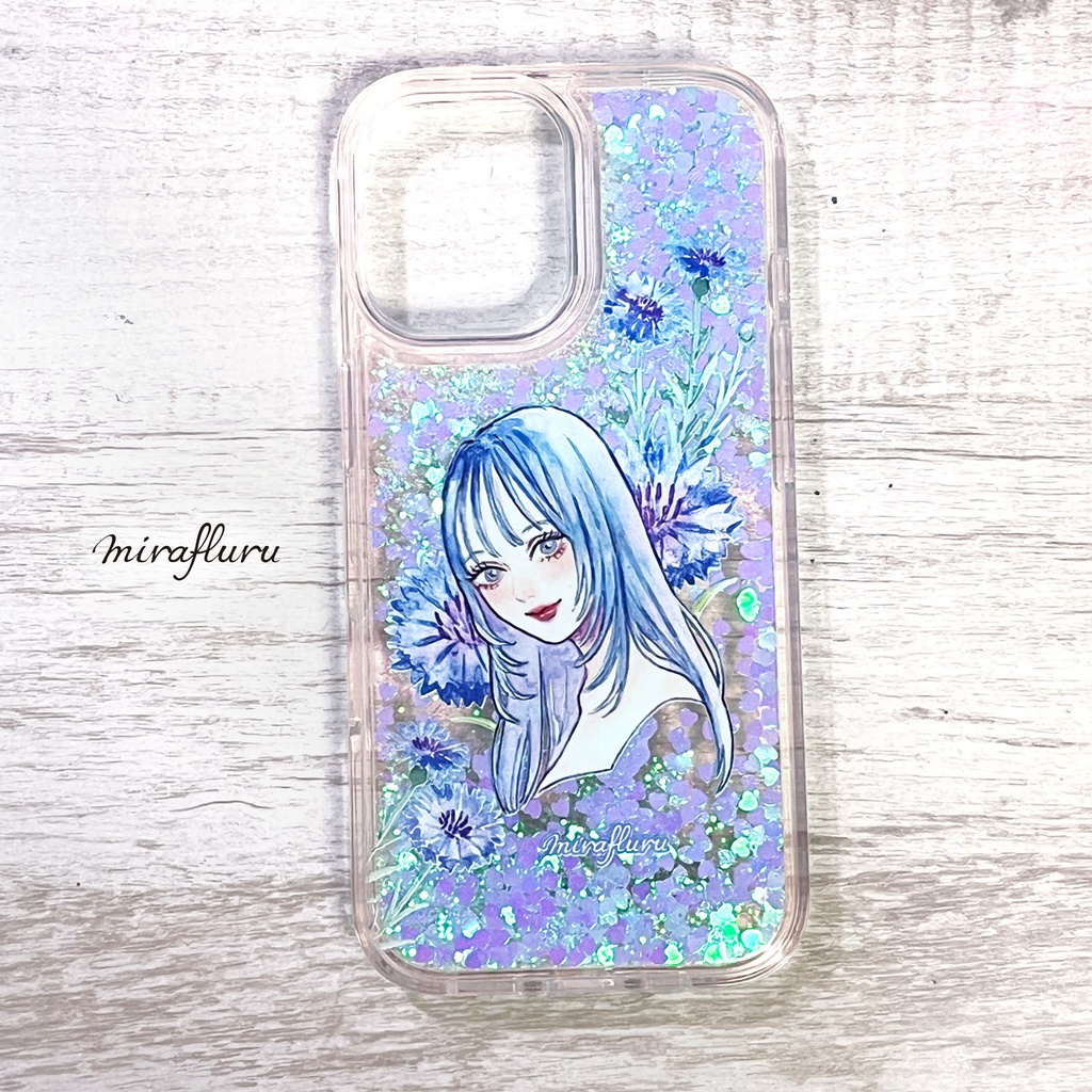 《受注生産》グリッターiPhoneケース『ヤグルマギク』