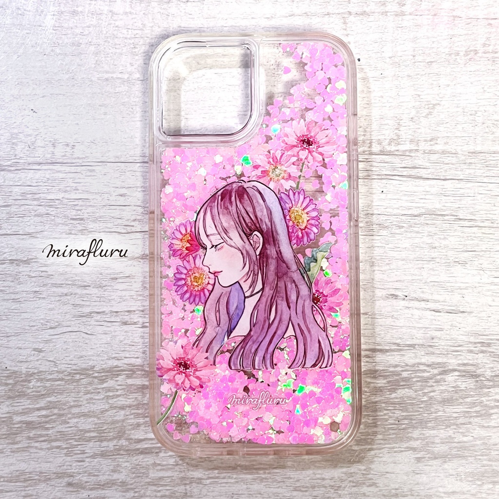 《受注生産》グリッターiPhoneケース『ガーベラ』